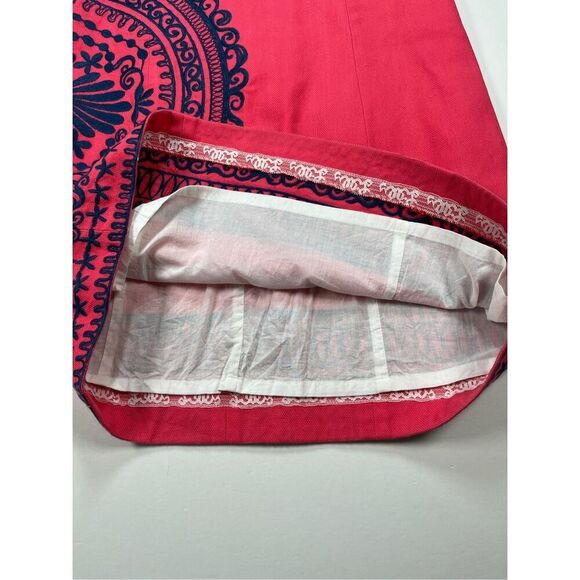 Lilly Pulitzer Strapless Bowen Dress Pink Navy Blue Embroidered Size 8 Preppy - Picture 4 of 11